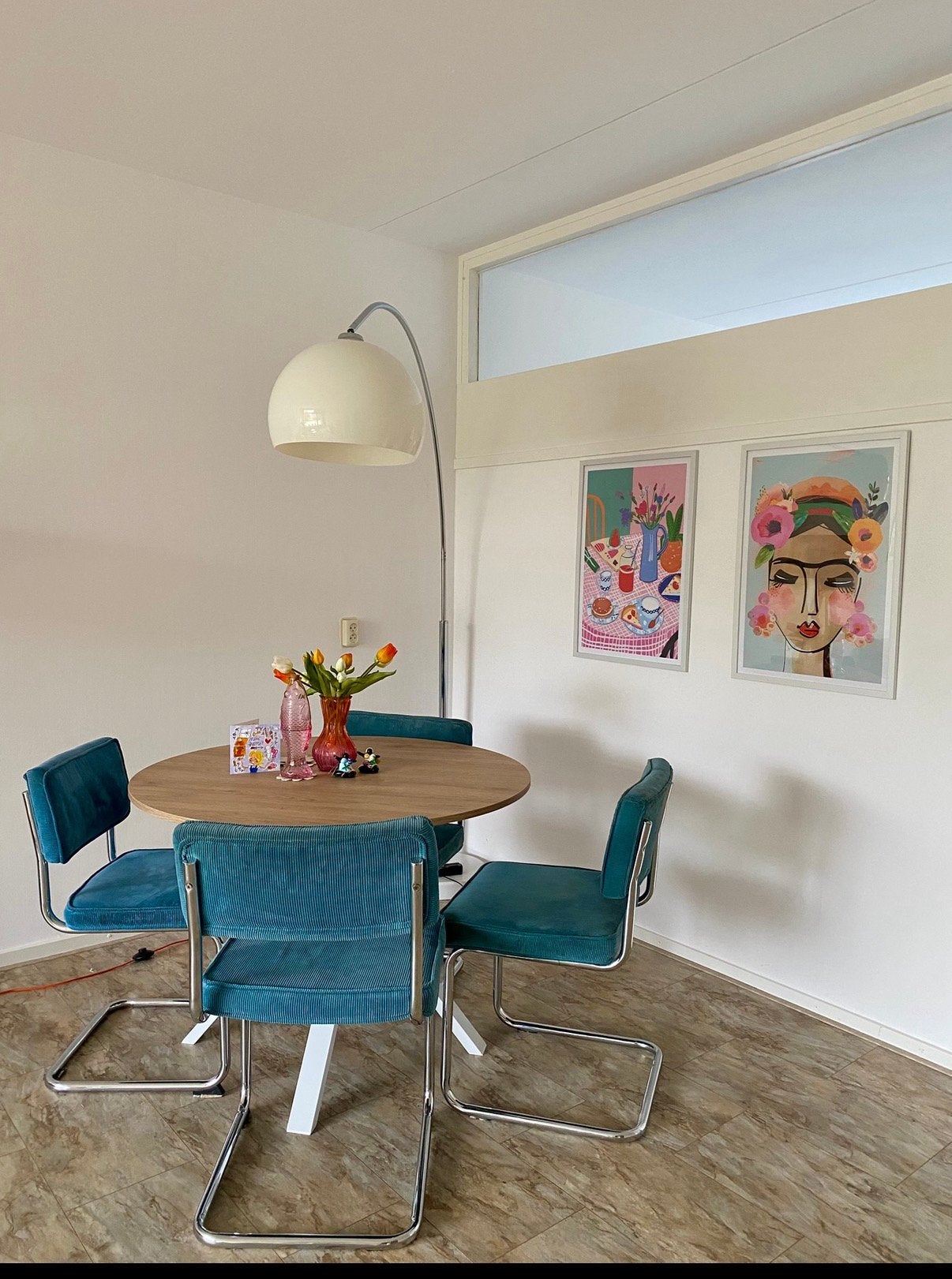 Gebogen lamp met marmeren poot, Ophalen, Zo goed als nieuw, Minder dan 100 cm