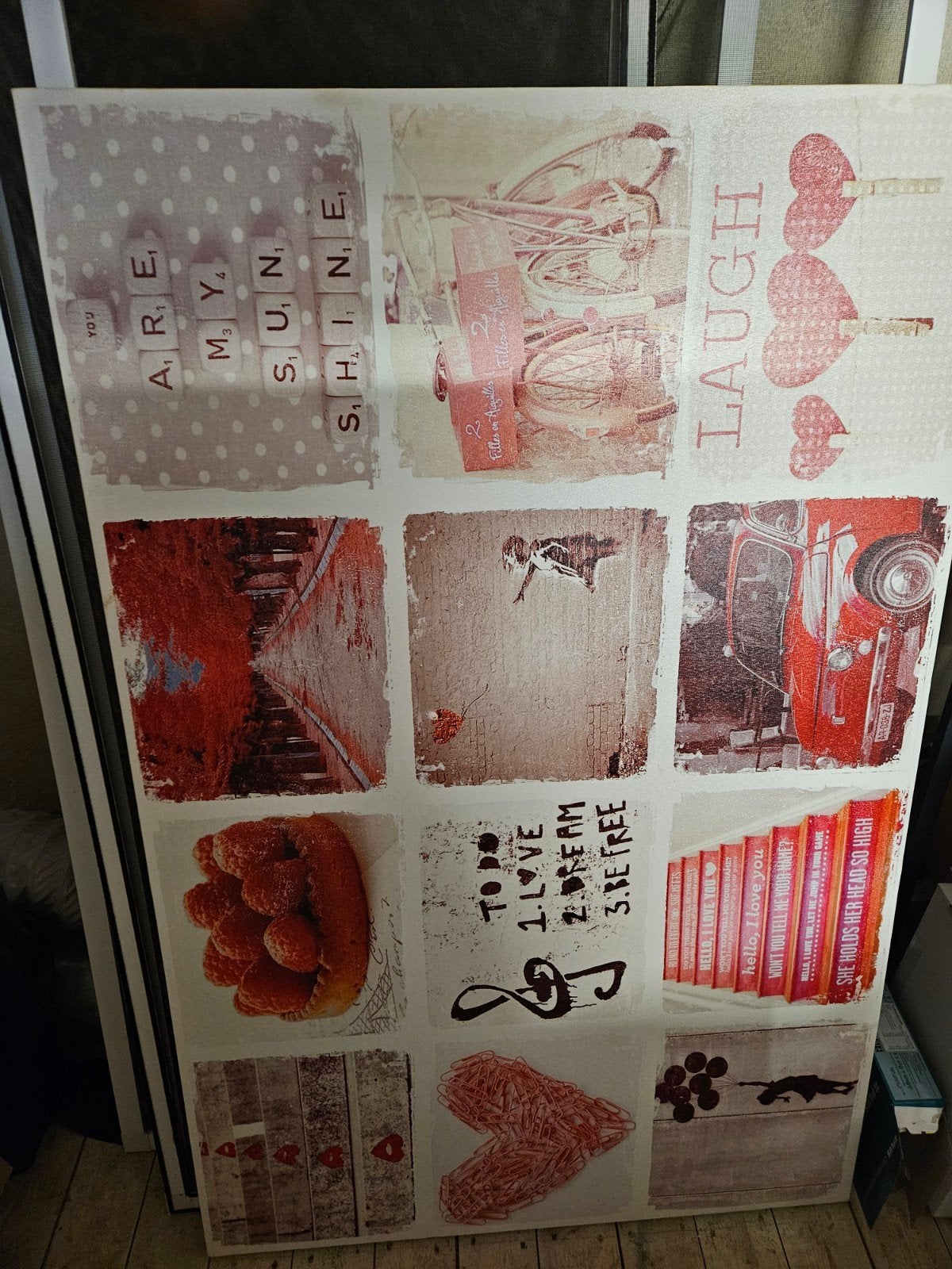 groot schilderij rood en roze 115x75cm, Huis en Inrichting, Woonaccessoires | Schilderijen, Tekeningen en Foto's, Ophalen, Zo goed als nieuw