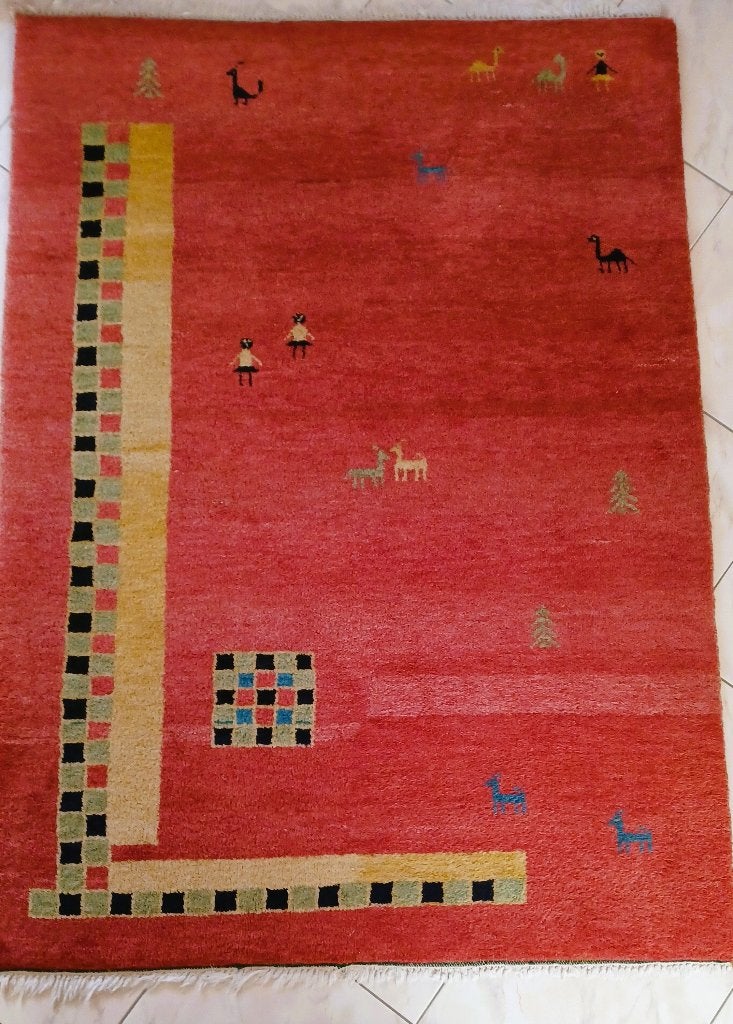 Vloerkleed Indo Gabbeh Handgeknoopt, Huis en Inrichting, Ophalen, 100 tot 150 cm, 200 cm of meer, Zo goed als nieuw