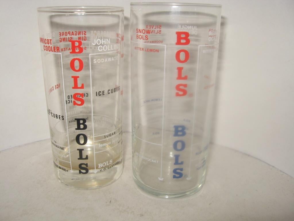 Vintage Bols (zwart & blauw) longdrink glazen, Ophalen of Verzenden, Zo goed als nieuw, Overige typen