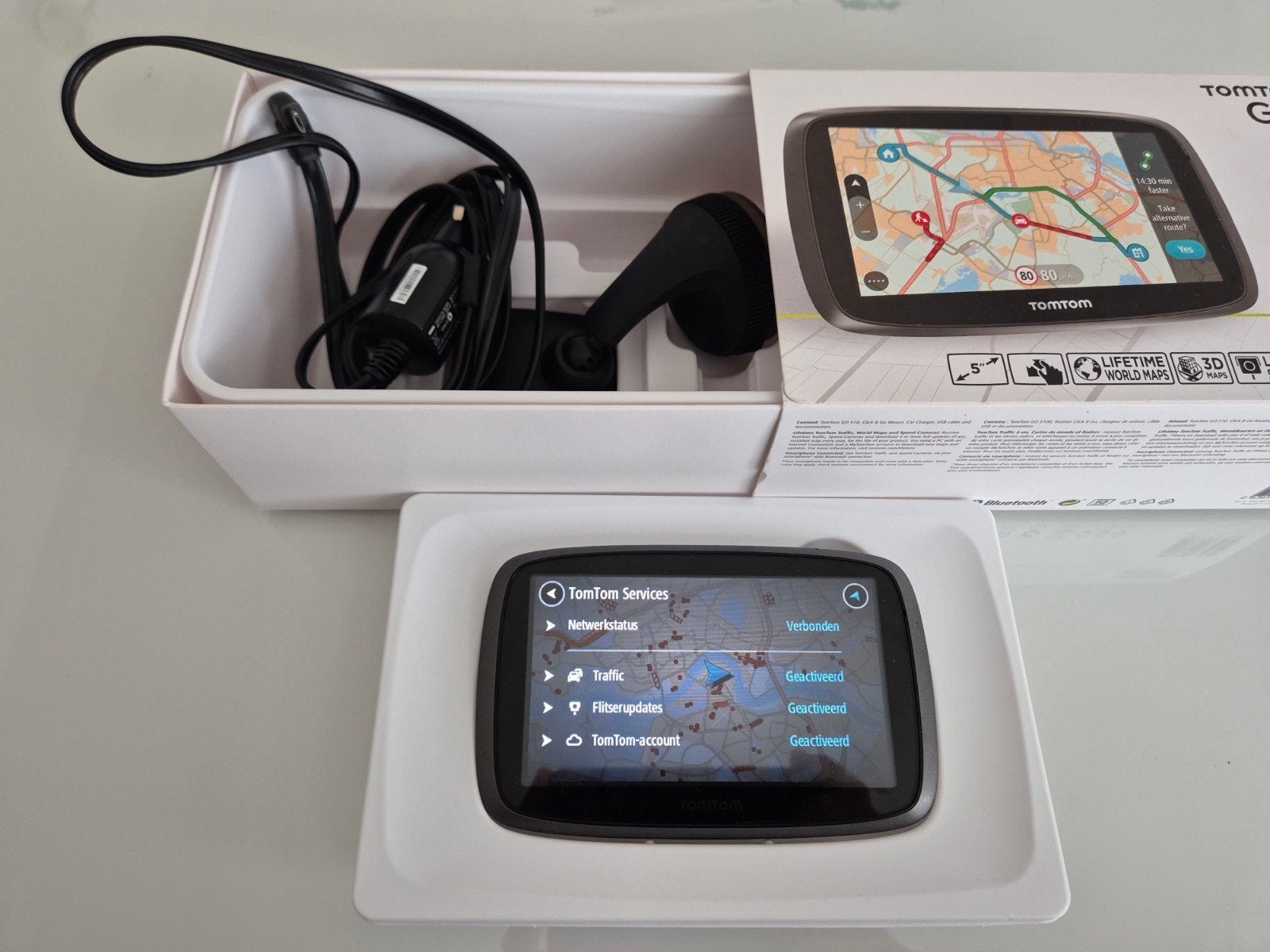 TomTom GO (520) 510 Navigatiesysteem met Lifetime Maps, Ophalen of Verzenden