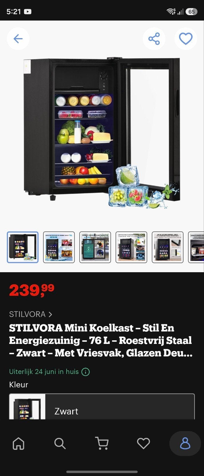STILVORA Mini Koelkast - 76L - Zwart - Met Vriesvak, Witgoed en Apparatuur, Koelkasten en IJskasten, 85 tot 120 cm, 75 tot 100 liter