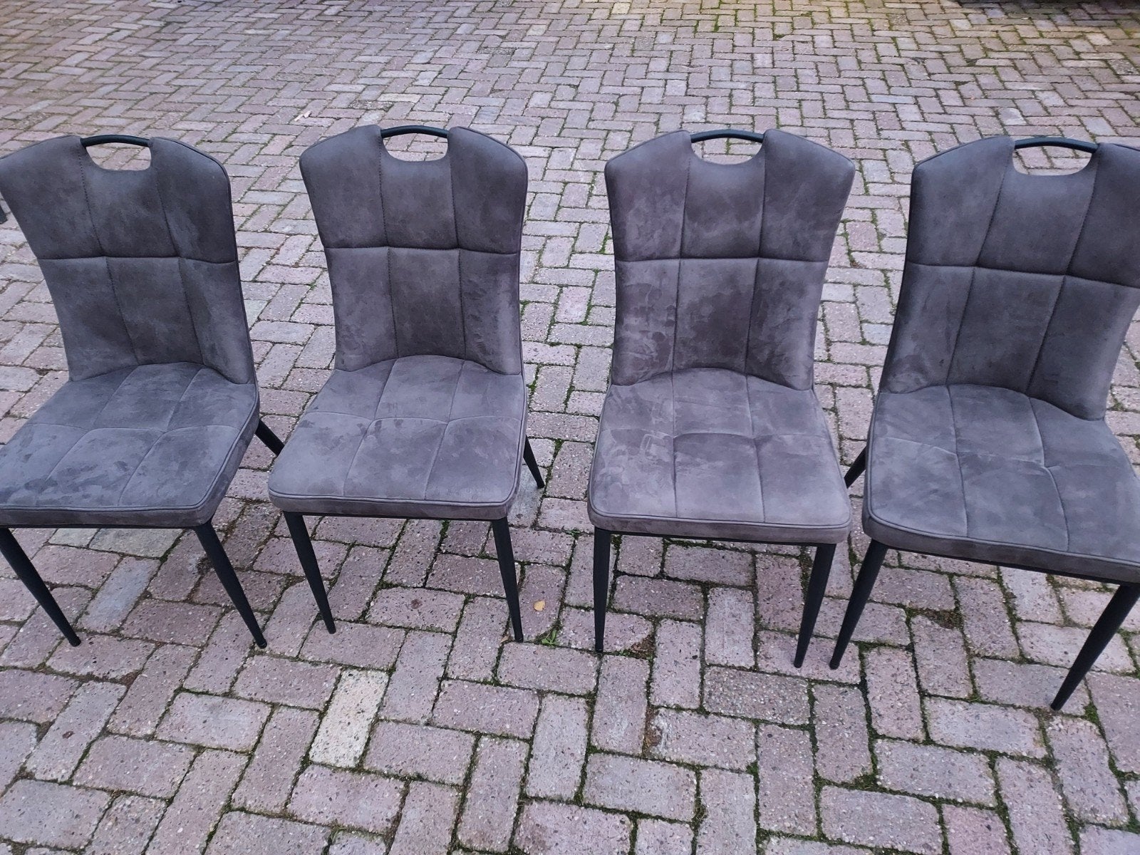 eetkamerstoelen, Huis en Inrichting, Ophalen, Gebruikt, Grijs, Vier