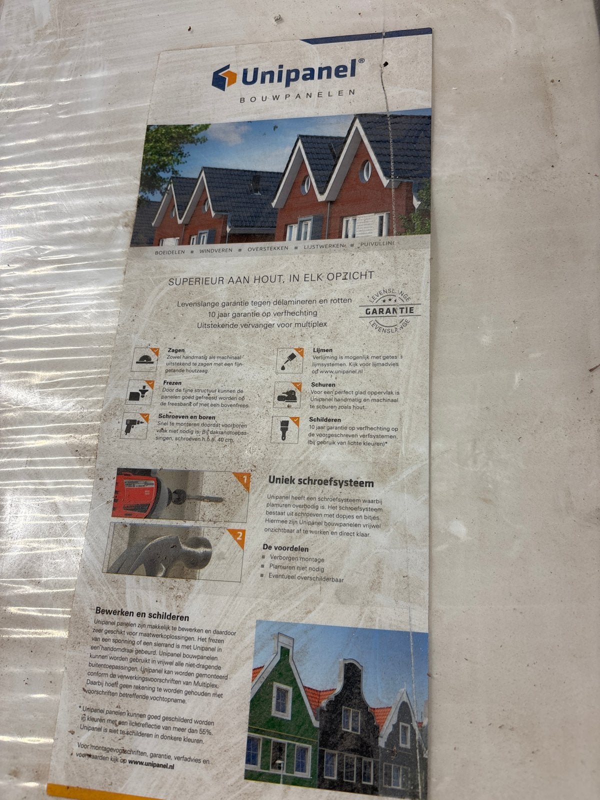 Unipanel bouwpanel 385x16mm voor boeiboord, wit, 290cm, Doe-het-zelf en Verbouw, Hout en Planken, Ophalen, Minder dan 25 mm, Overige typen