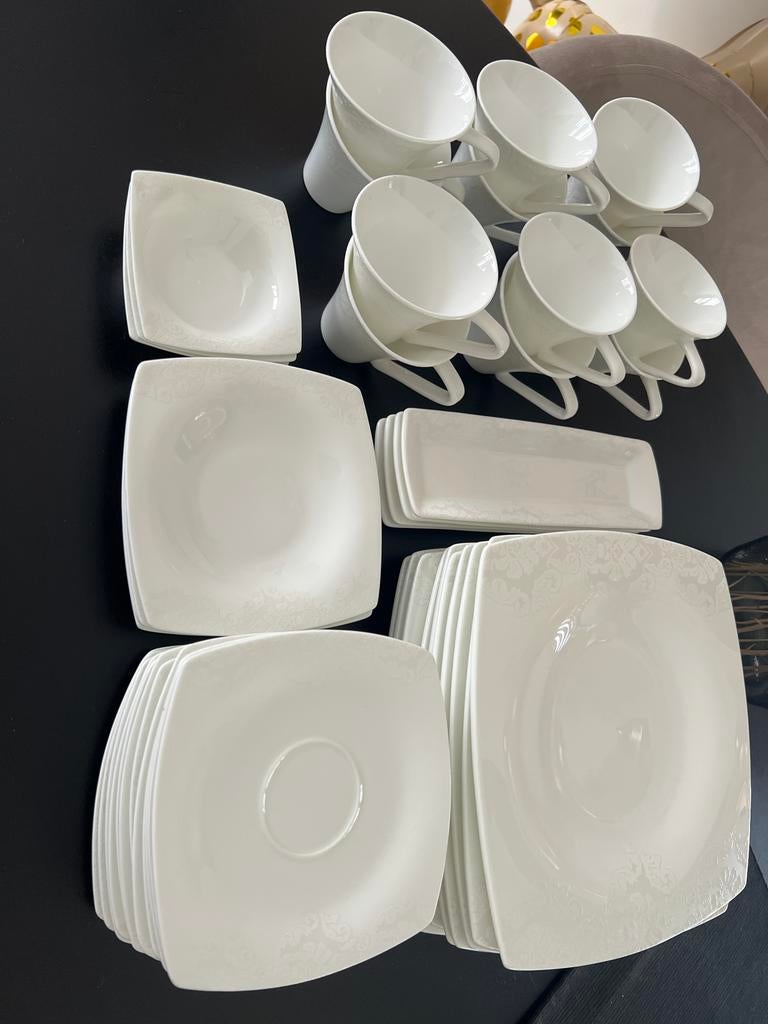 Karaca Fine Pearl Servies: Luxe Complete Set, Ophalen, Zo goed als nieuw, Effen, Porselein