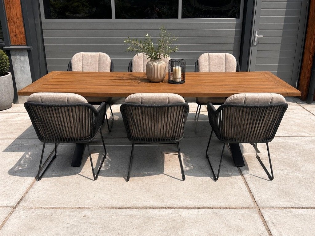 Lifestyle dining tuintafel met 6 Domani tuinstoelen