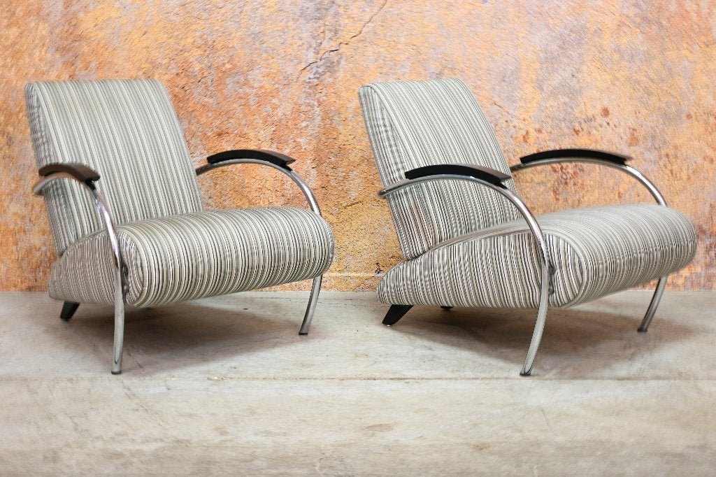 ZGANieuw twee stoffen Gelderland 5470 design fauteuils, 75 tot 100 cm, Zo goed als nieuw, Stof, Gelderland