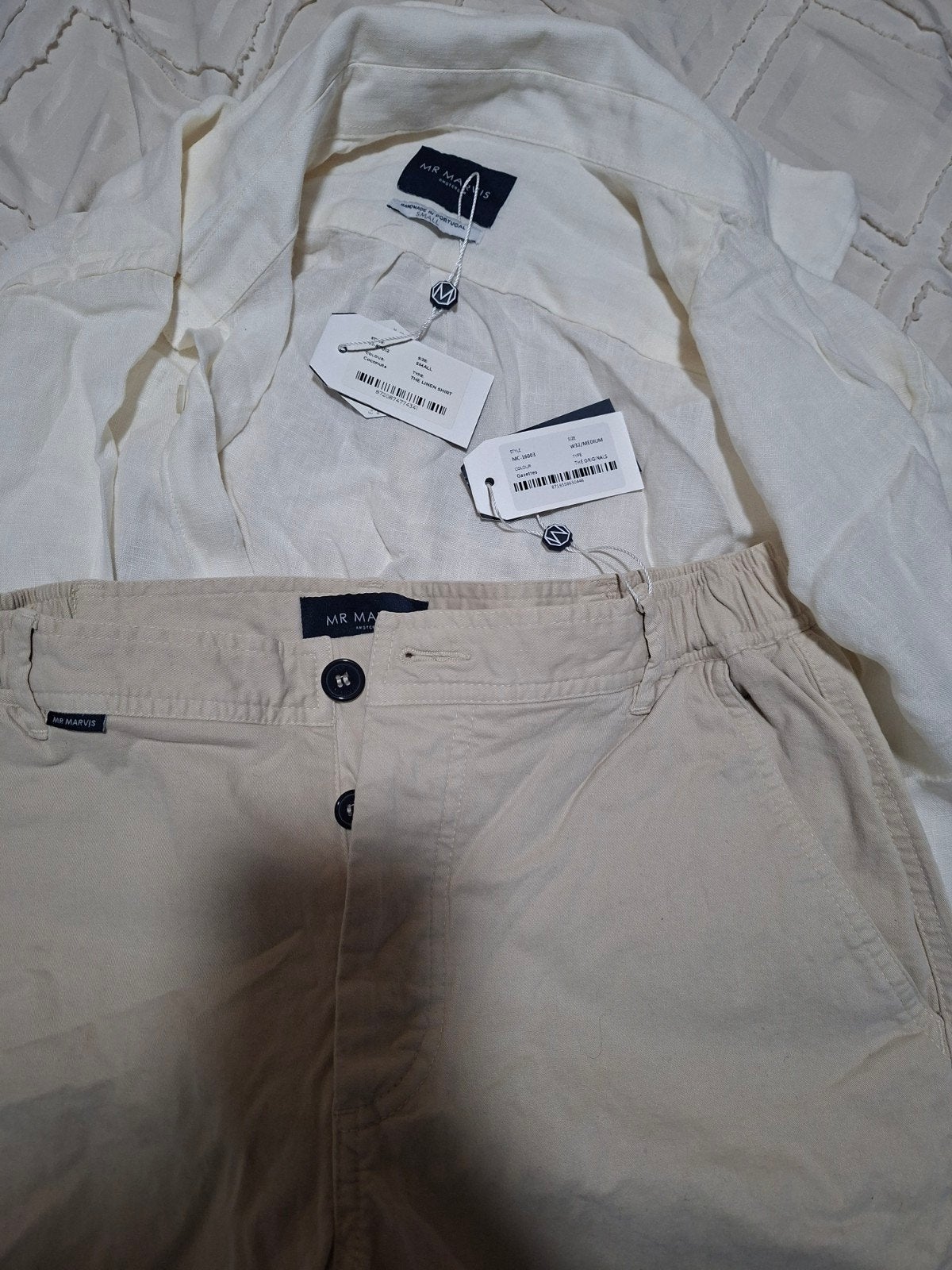 Mr Marvis linnen overhemd en korte broek set, Maat 48/50 (M), Wit, Nieuw, Ophalen of Verzenden