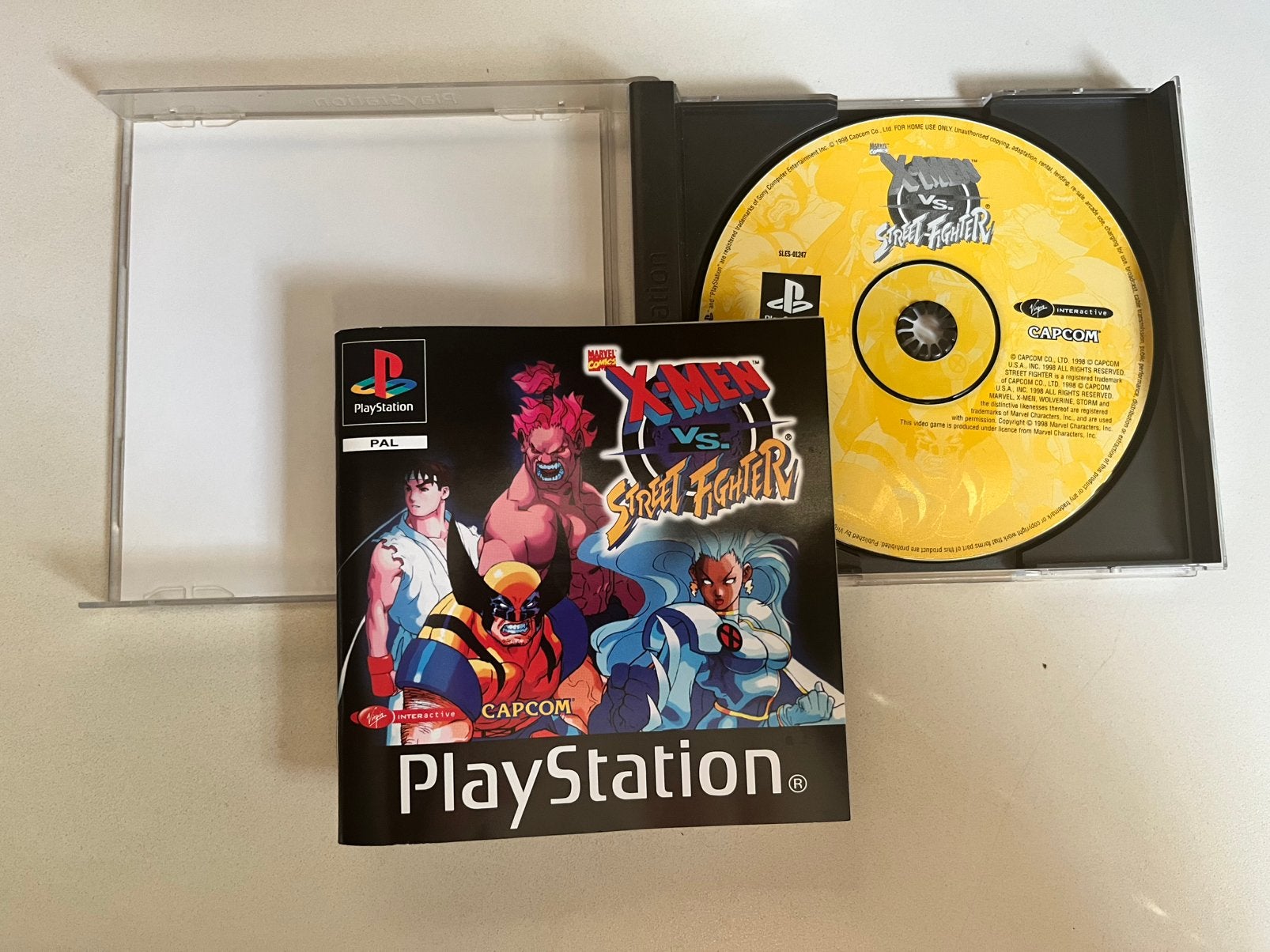 X-Men vs. Street Fighter PS1 - Nieuwstaat met boekje, O, Vechten, U, P