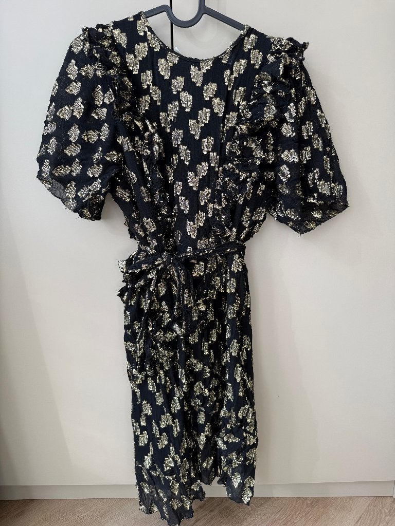 Zwart jurkje met glitters, Zwart, Zo goed als nieuw, Maat 34 (XS) of kleiner, Boven de knie