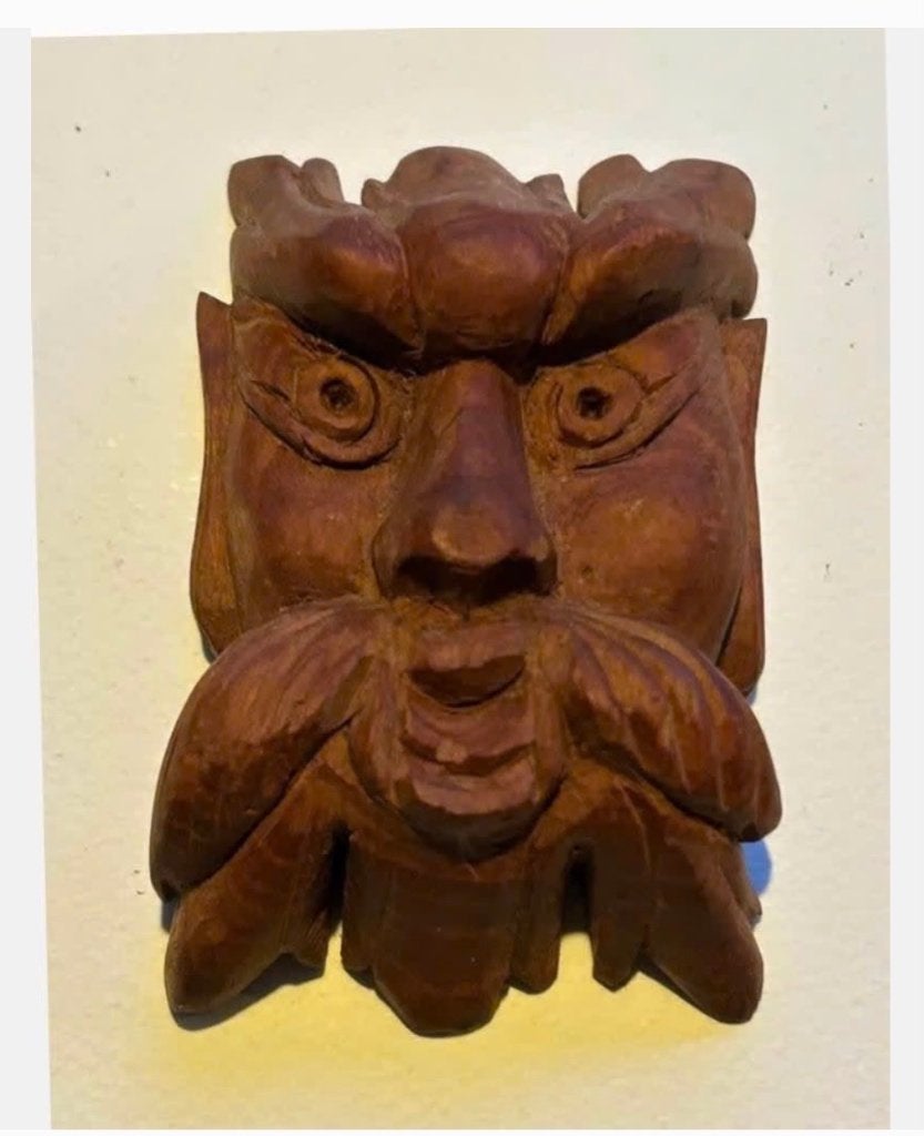 Houten beeld kast-stuk, gezicht, hout, bijzonder, Antiek en Kunst, Kunst | Beelden en Houtsnijwerken, Ophalen of Verzenden