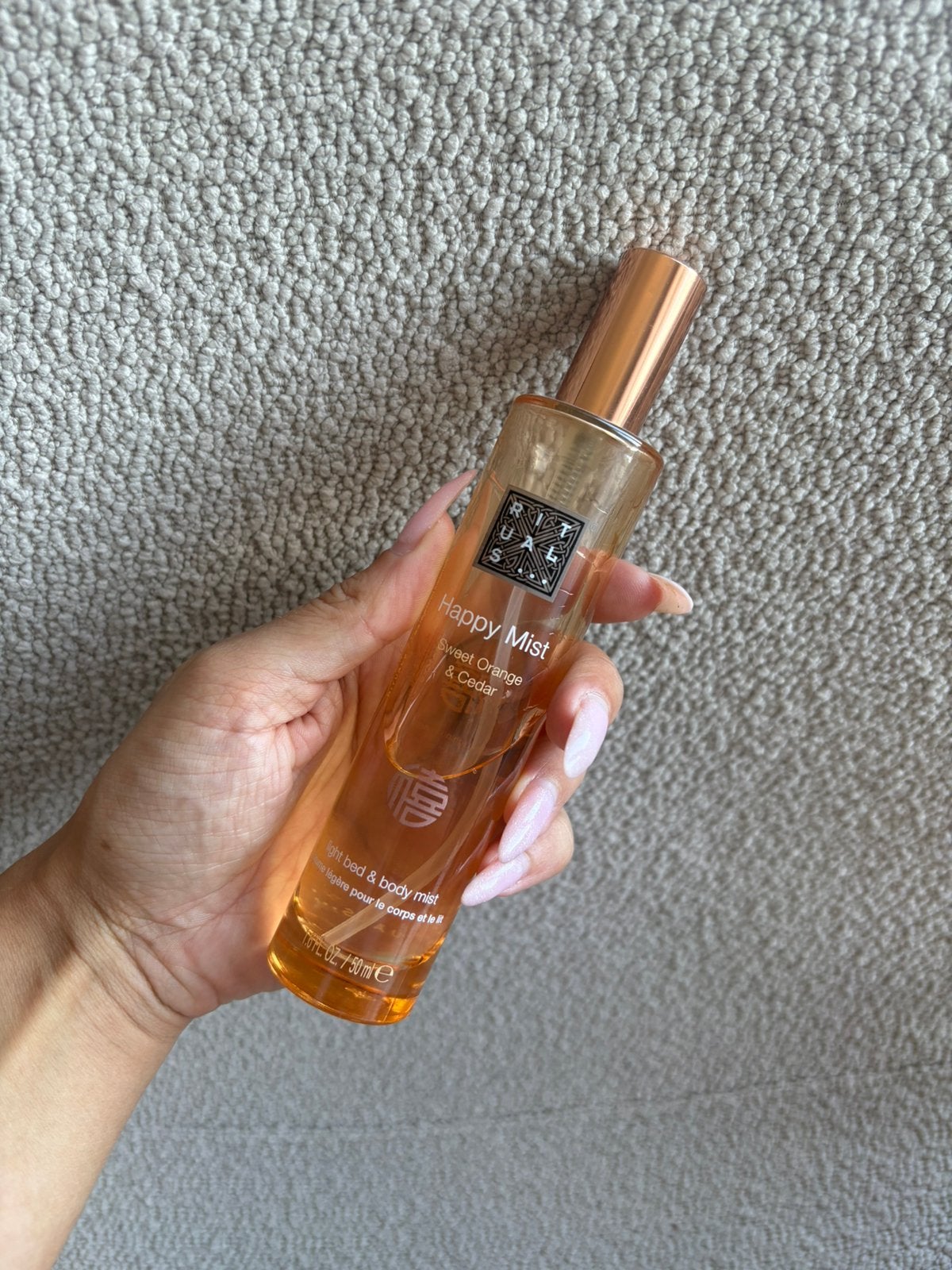 Rituals happy mist body mist sweet orange & cedar, Ophalen of Verzenden, Gebruikt, Parfumfles, Gevuld
