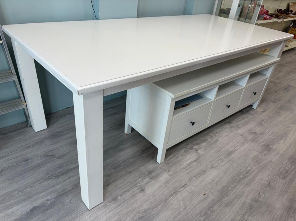Groot wit eettafel 200x100cm, Huis en Inrichting, Tafels | Eettafels, 200 cm of meer, Zo goed als nieuw, Rechthoekig, 50 tot 100 cm