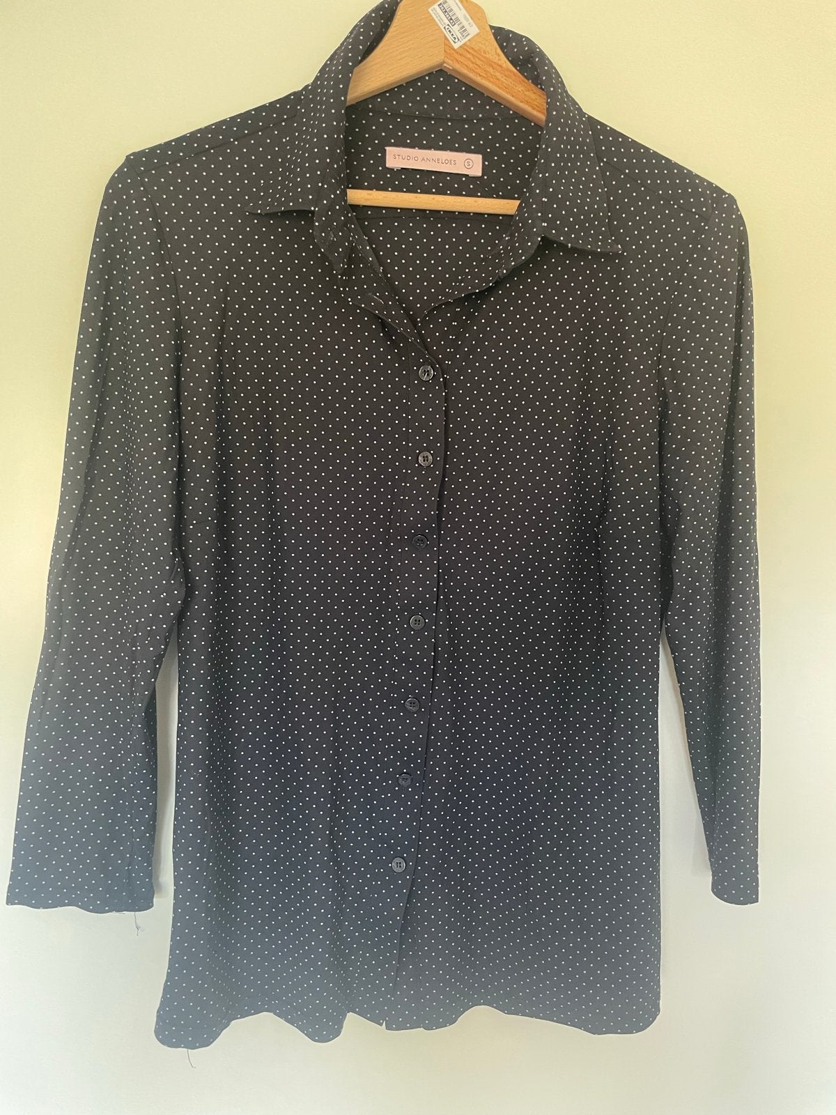 Studio Anneloes blouse met driekwart mouwen en stippen, Ophalen of Verzenden, Gedragen, Maat 36 (S), Zwart