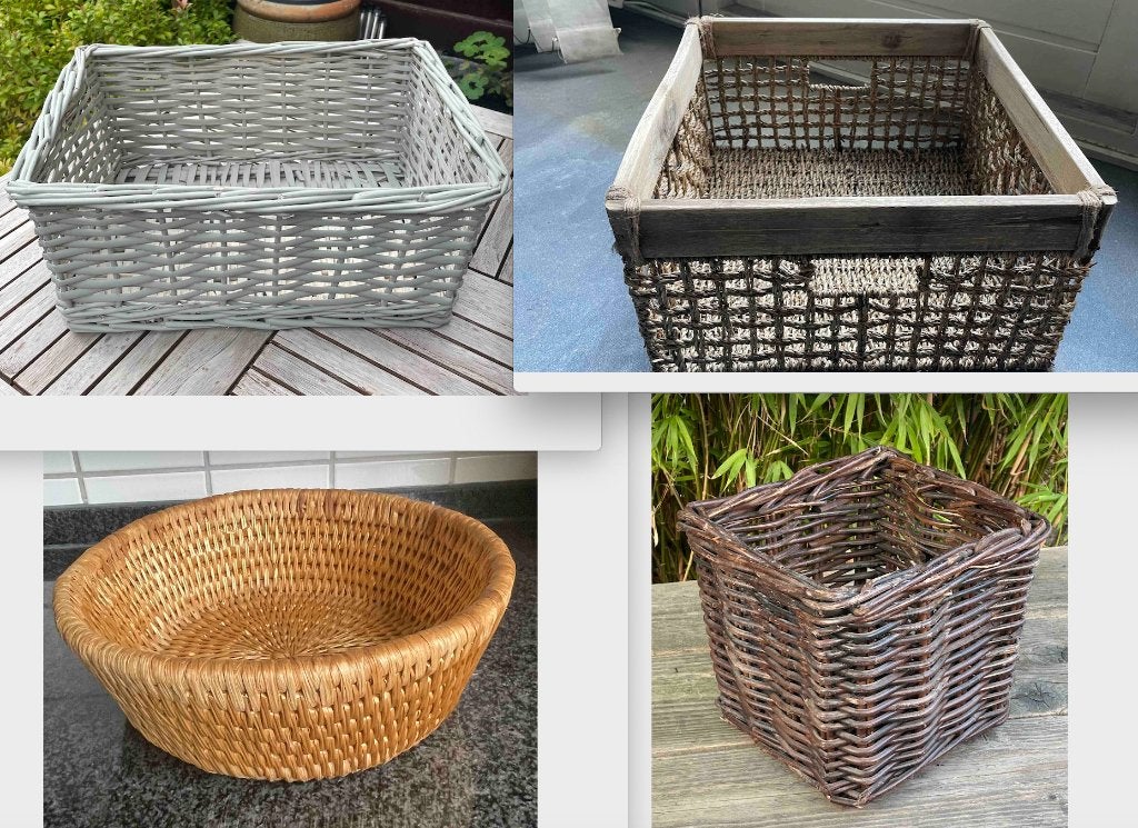Diverse soorten en maten Rieten mand Rotan, Huis en Inrichting, Woonaccessoires | Schalen en Manden, Gebruikt, Mand, Ophalen of Verzenden