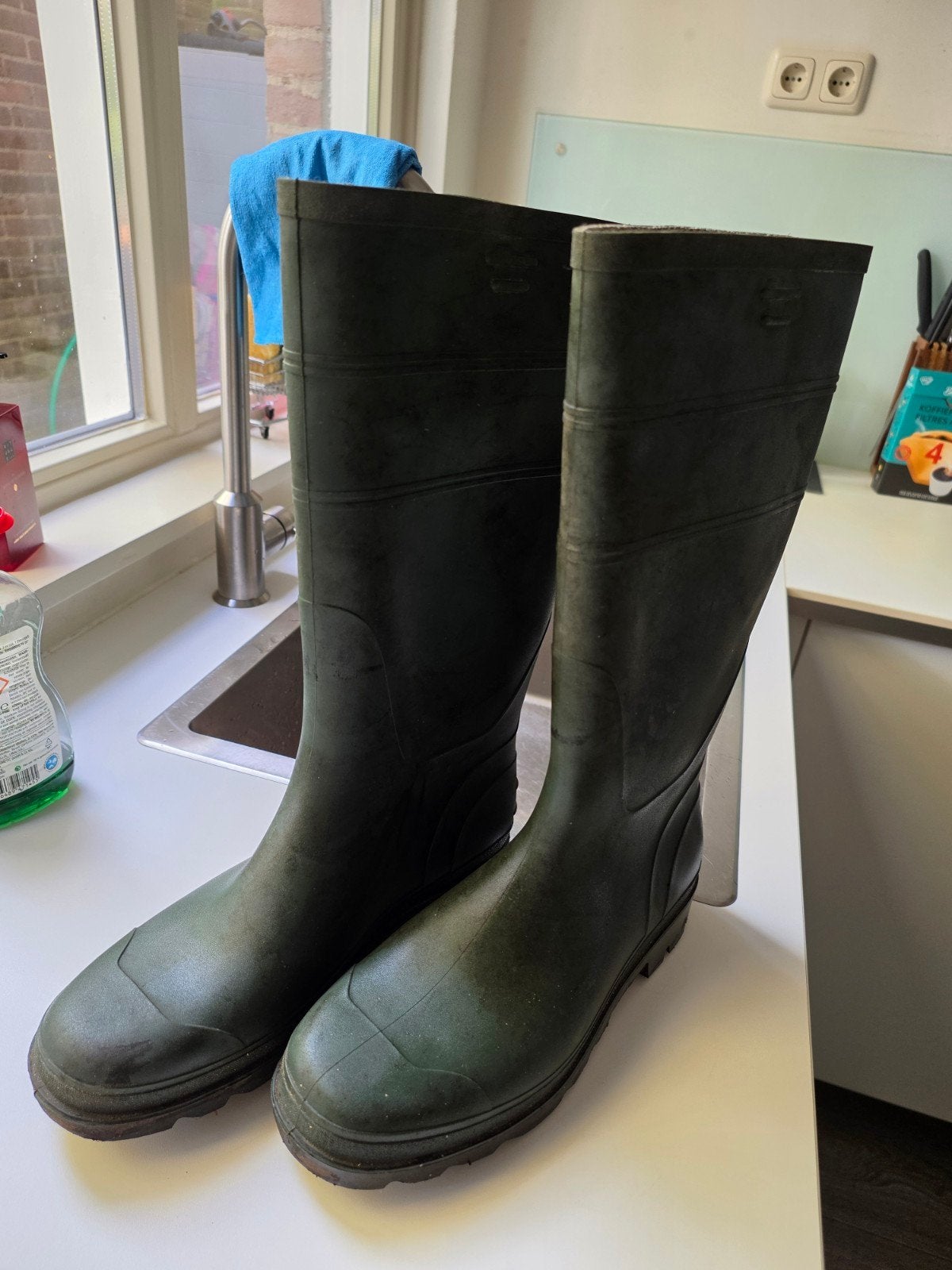 Groene rubberen laarzen maat 45 - Zeer goede staat, Overige kleuren, Ophalen of Verzenden, Regenlaarzen, Zo goed als nieuw