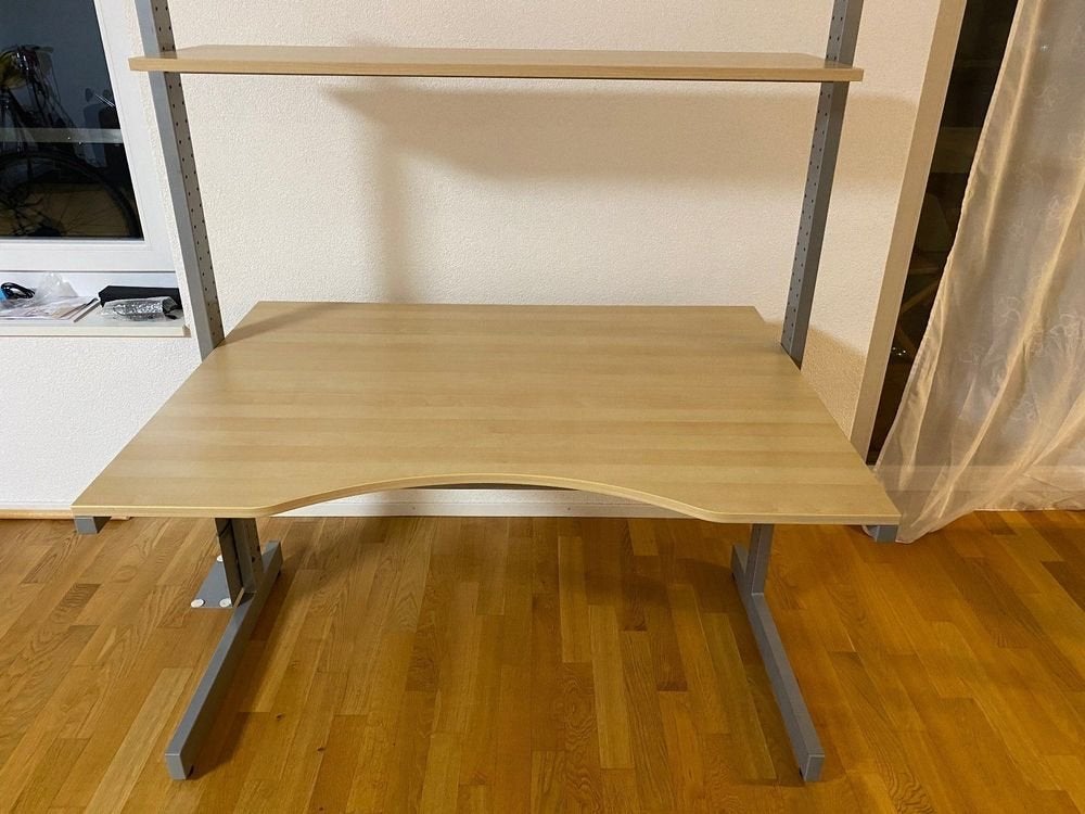 IKEA Jerker bureau met 3 bladen en stalen staanders, Ophalen, Gebruikt, Hout, IKEA