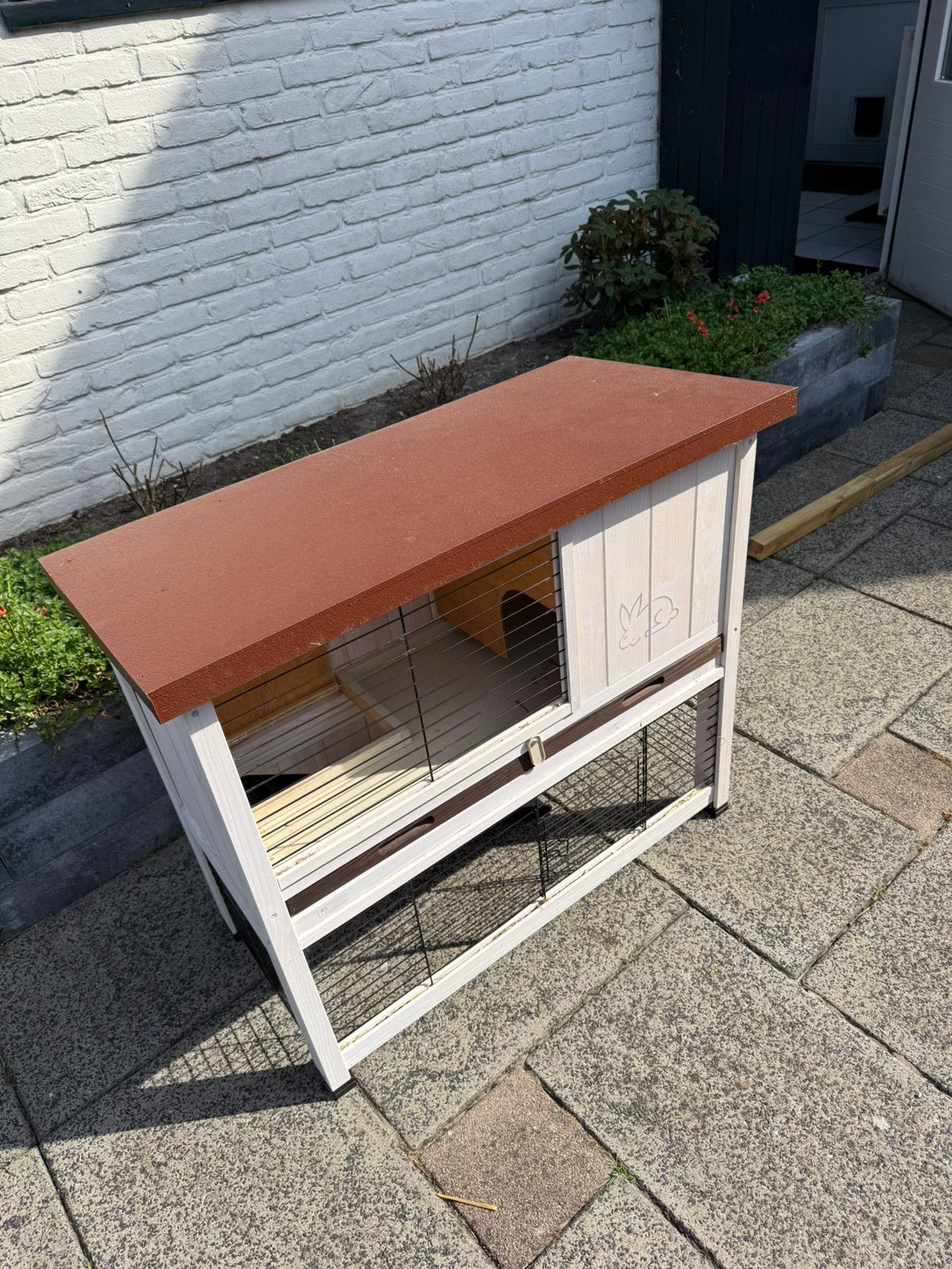 FERPLAST Konijnenhok Ranch 100 basic wit/bruin, Dieren en Toebehoren, Knaagdieren en Konijnen | Hokken en Kooien, Ophalen, 110 cm of meer