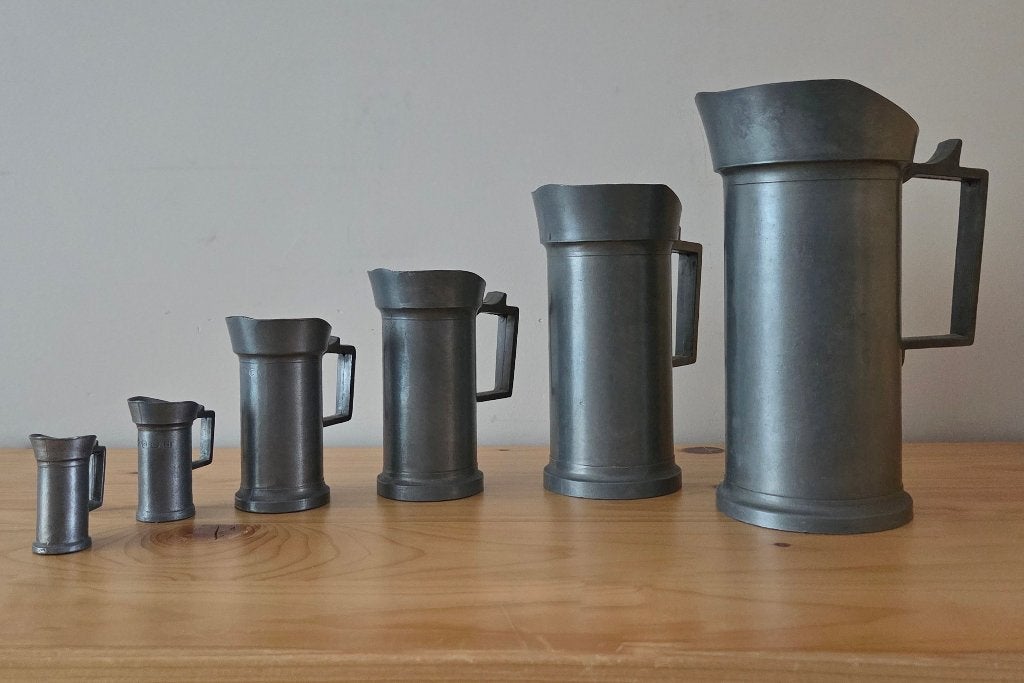 Mooi set tinnen maatbekers, Antiek en Kunst, Ophalen of Verzenden