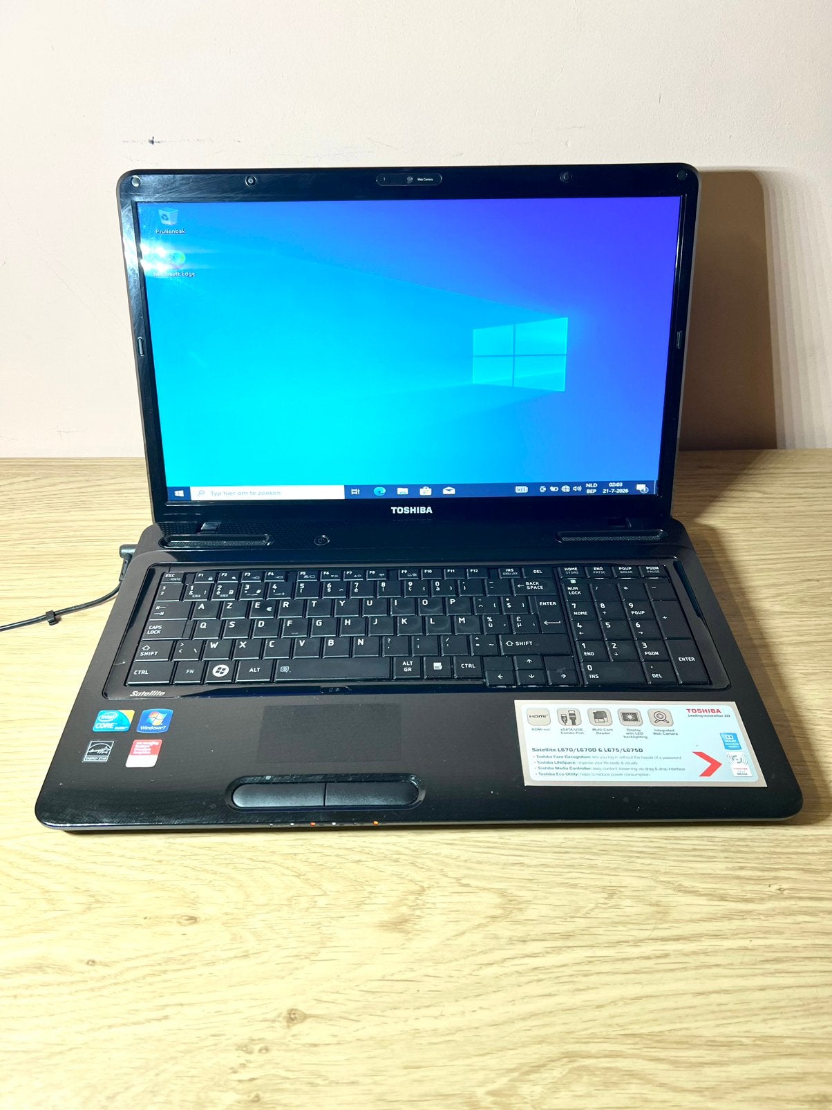 Toshiba Laptop, Ophalen of Verzenden, Zo goed als nieuw