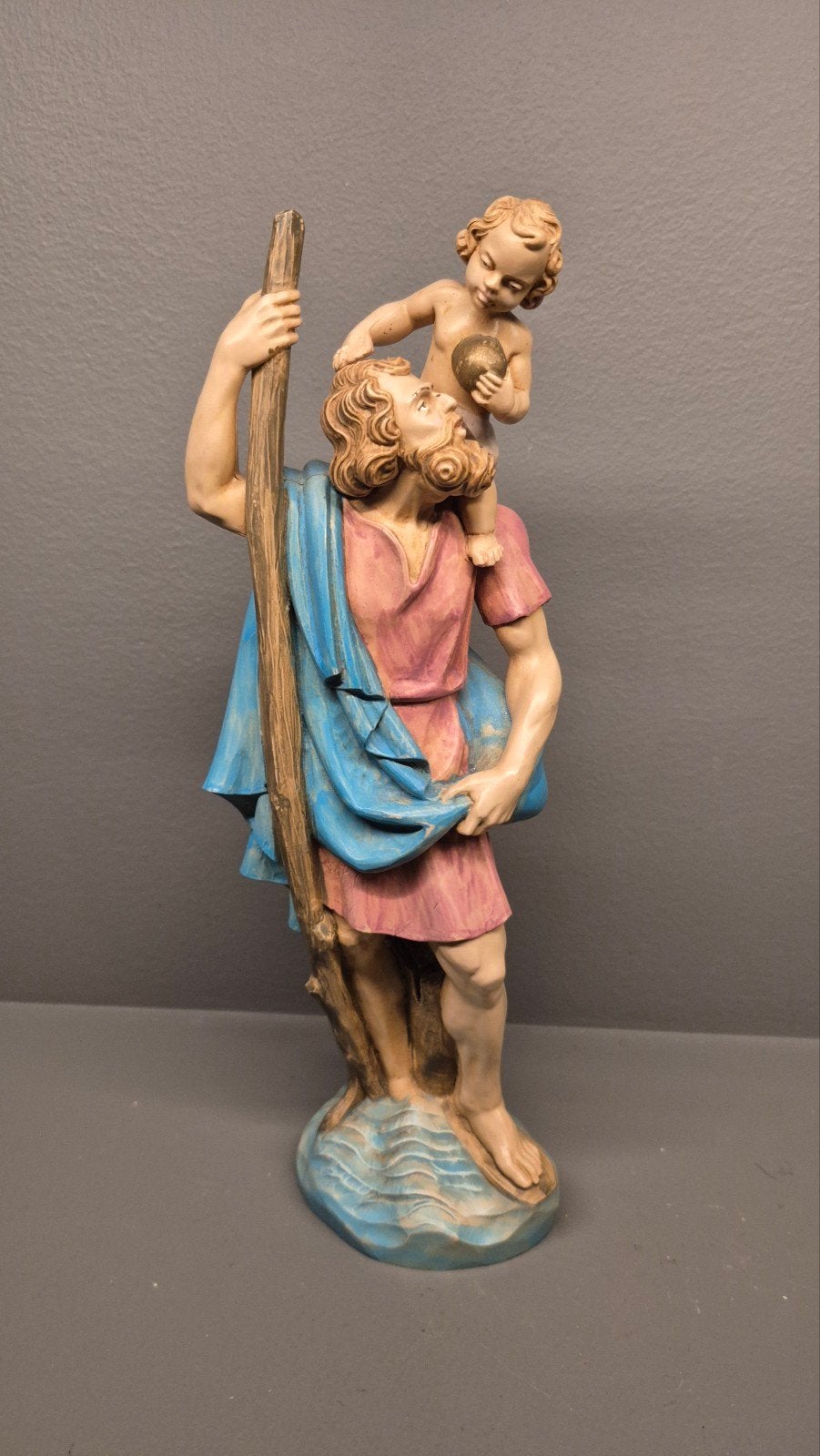 Sint Christoffel beeld met kindje Jezus, 26.5 cm, Ophalen of Verzenden