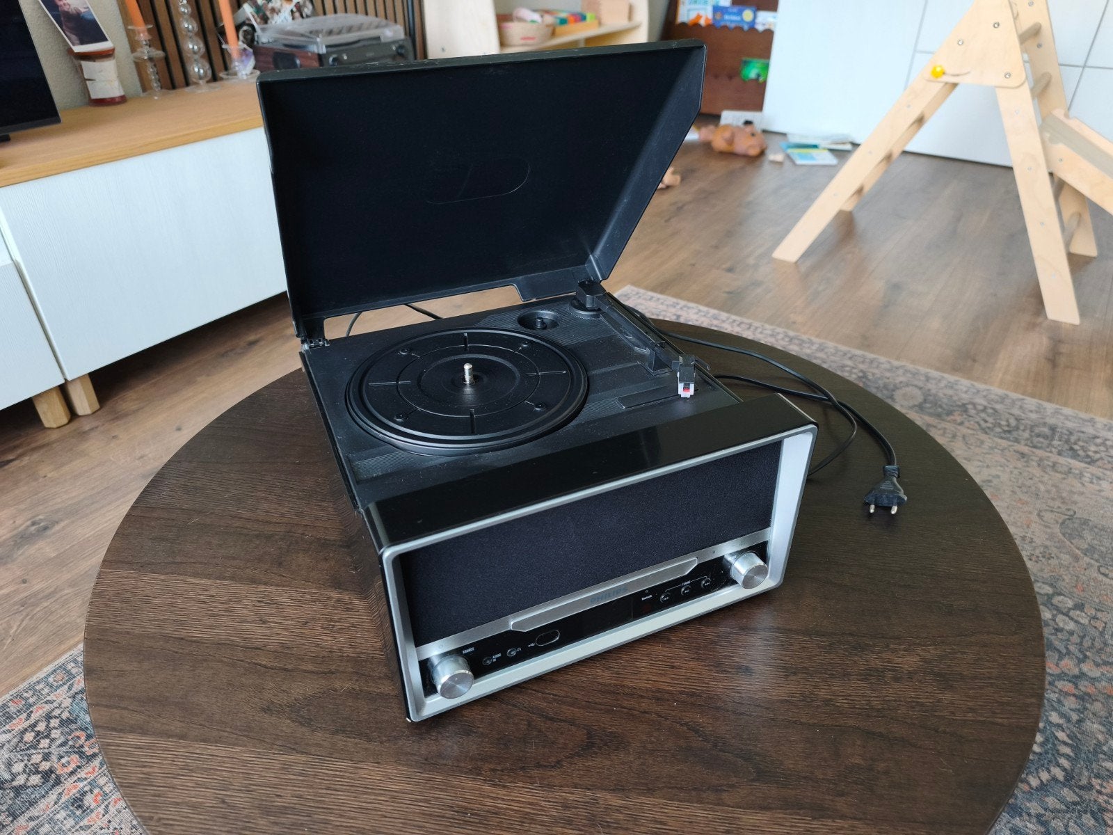 Philips OTT2000B/12 Platenspeler/radio/CD-speler zwart, Ophalen, Zo goed als nieuw, Platenspeler, Philips