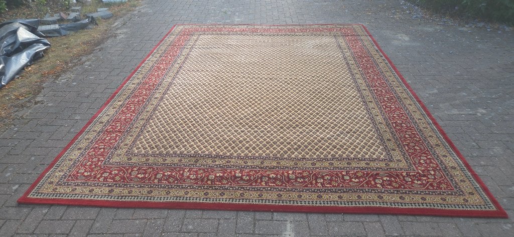 Groot Keshan Adoros tapijt - 300x400 cm - Crème/Rood, Ophalen, Klassiek, Oosters, Traditioneel, 200 cm of meer, Crème