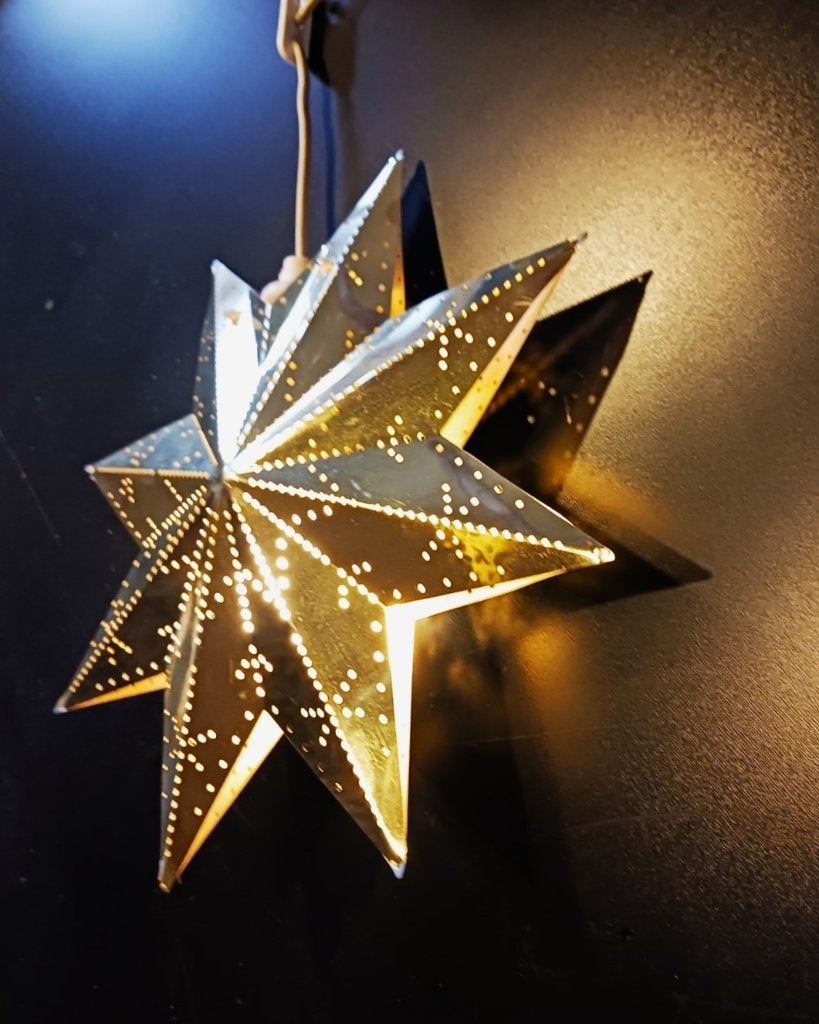 Vintage Metalen Goud-Kleurige Kerstster / Adventster, Diversen, Ophalen of Verzenden, Zo goed als nieuw