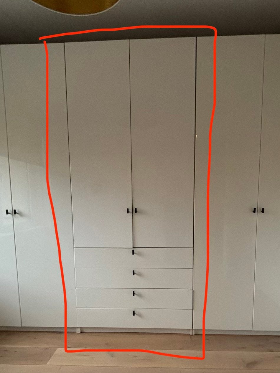 Ikea witte pax kast 1 meter breed met 4 lades en 2 planken, Huis en Inrichting, Ophalen, Gebruikt, 200 cm of meer, Met lade(s)