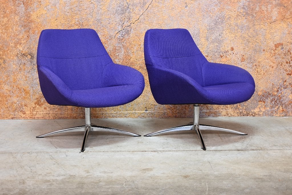 ZGANieuw 2 paarse stoffen Topform design draaifauteuils, Huis en Inrichting, Fauteuils, Minder dan 50 cm, 75 tot 100 cm, Ophalen of Verzenden