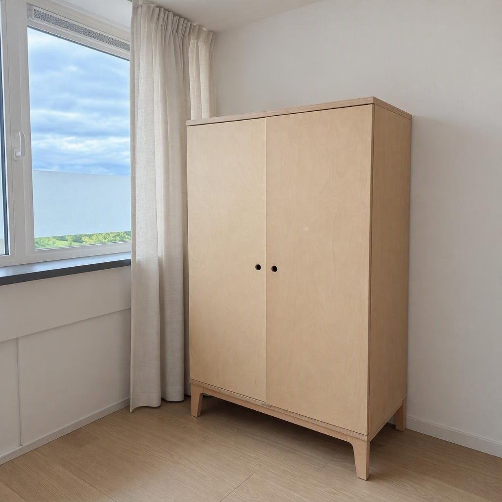 Kidsmill 2-deurs kinder kledingkast naturel hout, Ophalen, Gebruikt, Kast, 50 tot 70 cm