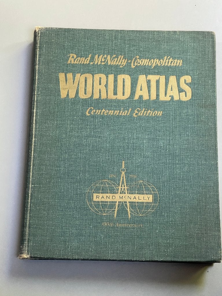 Rand Mc Nally Cosmopolitan World atlas 100th aniversary 1956, Overige atlassen, Ophalen of Verzenden, Zo goed als nieuw, 1800 tot 2000
