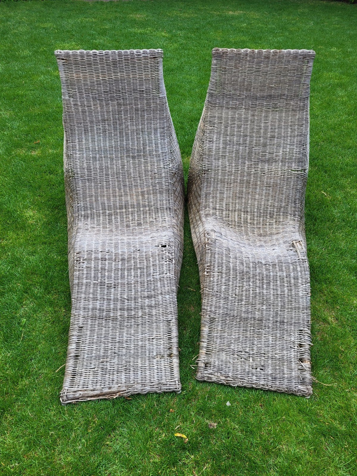 2x rieten ligstoelen voor buiten - gratis, Ophalen, Gebruikt, Wicker