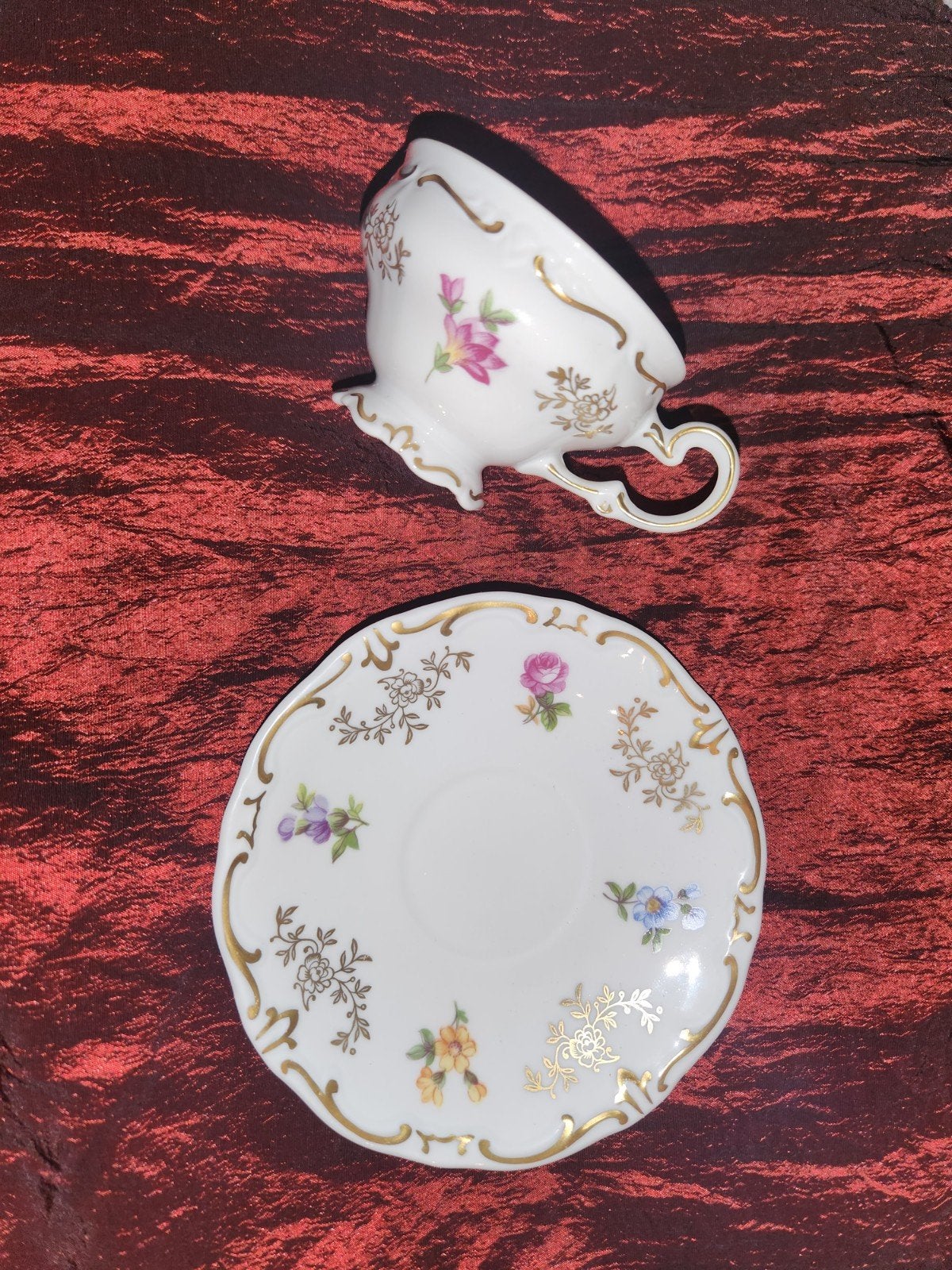 Vintage Weimar Porzellan Kop en Schotel - Rijk Gouddecor, Ophalen of Verzenden