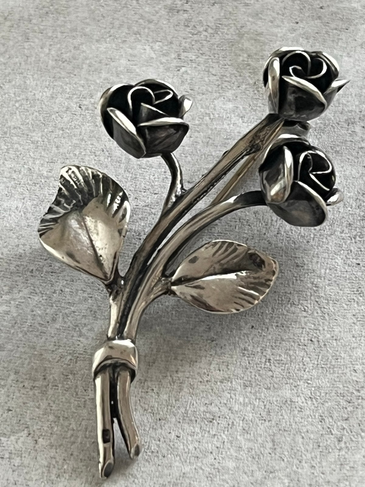 Teka 925 Zilveren teka  Broche Rozen Gebr. Niekerk 5 cm, Verzenden, Gebruikt, 4 tot 7 cm, Zilver