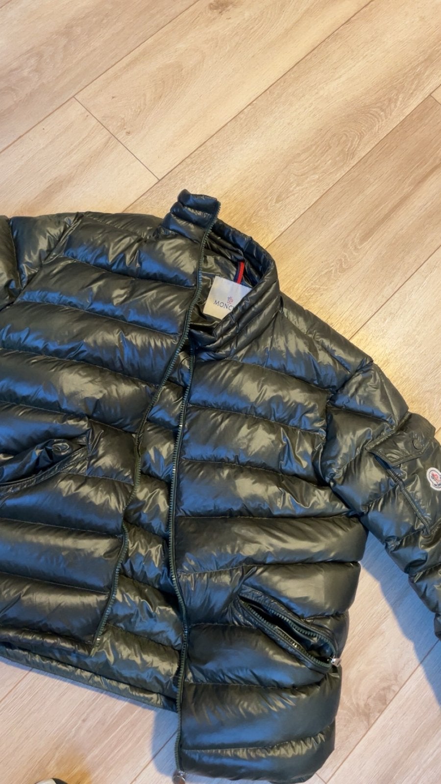 Moncler jas maat S donkergroen, Ophalen of Verzenden, Zo goed als nieuw, Maat 46 (S) of kleiner, Groen
