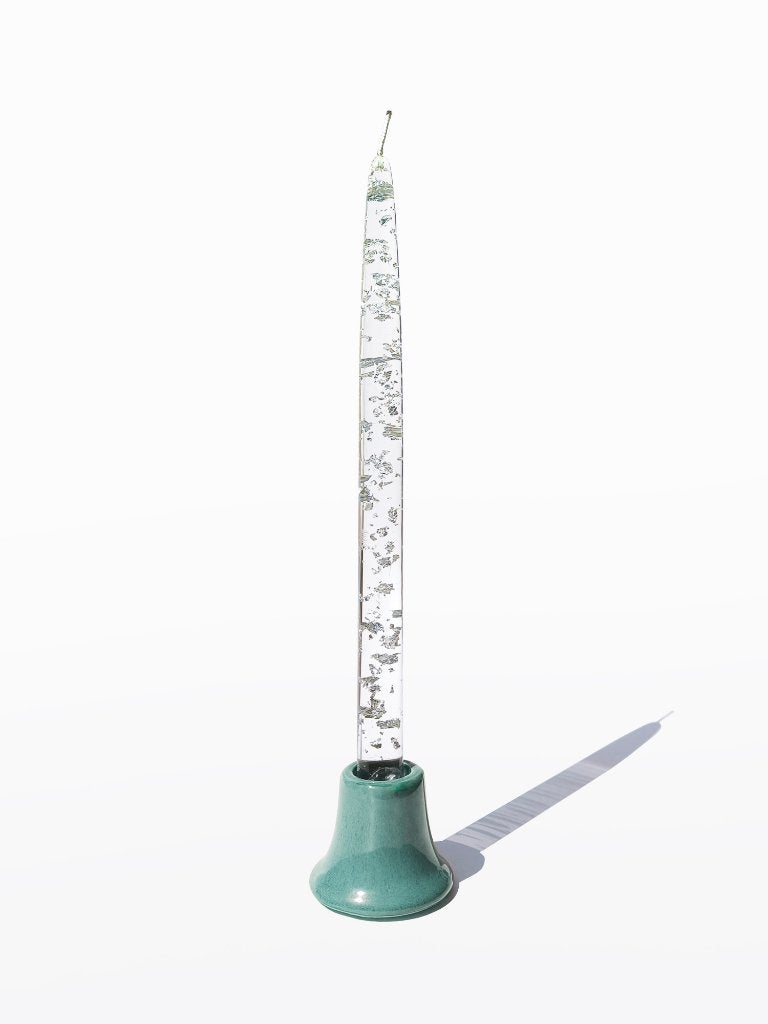 Lucite sierkaars, helder met zilveren vlokken, jaren '80, Verzenden, Zo goed als nieuw, Kaars