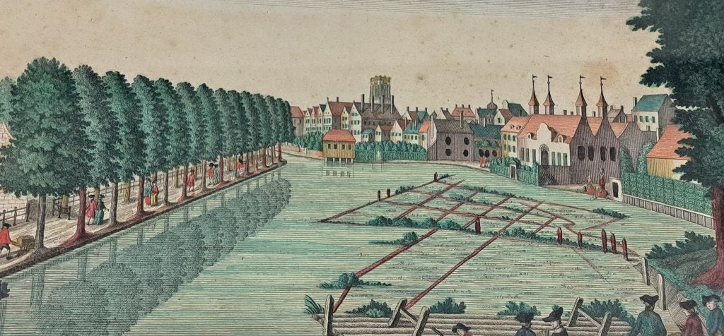Gesigt te Rotterdam Opticaprent uit ca 1765, Antiek en Kunst, Kunst | Etsen en Gravures, Ophalen of Verzenden