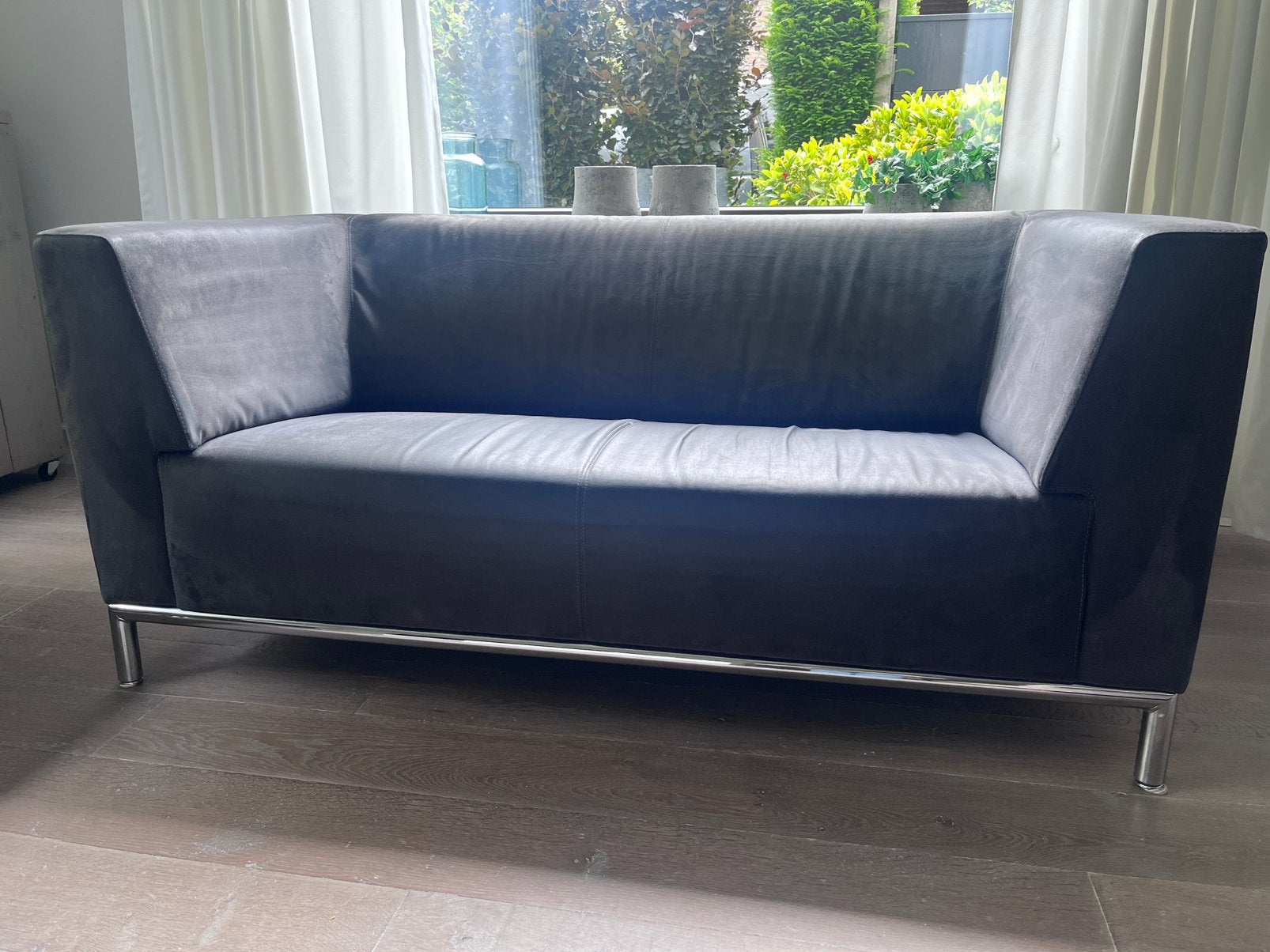 Bank Montel antraciet en 2 bijpassende stoelen, Ophalen, 75 tot 100 cm, 200 tot 250 cm