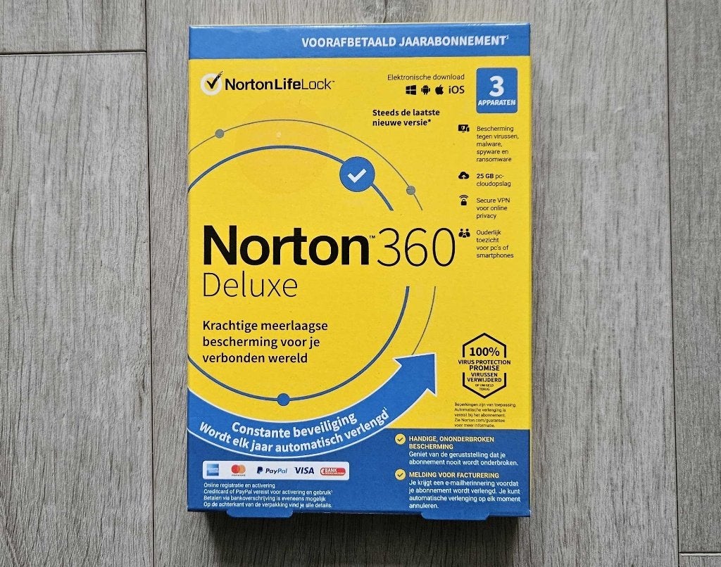 Norton 360 Deluxe - Antivirus AI-gestuurd 3 apparaten, Computers en Software, Antivirus- en Beveiligingssoftware, Ophalen of Verzenden