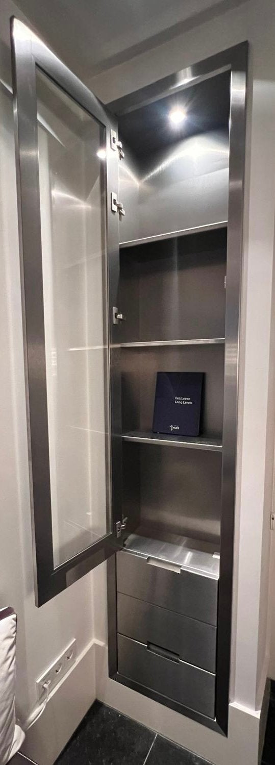 RVS inbouw vitrine kast 3 stuks., Ophalen, Zo goed als nieuw, 50 tot 100 cm, 200 cm of meer