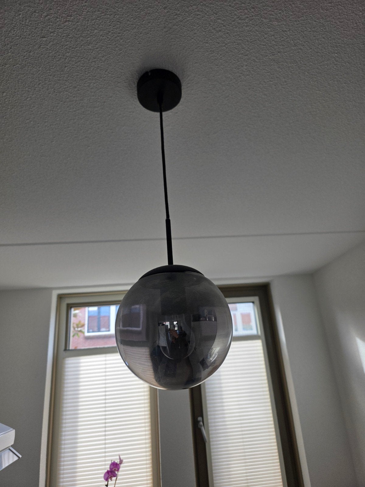 Moderne hanglamp met glazen bollen - 1 of 3 lichts, Ophalen, Modern, Industrieel, E27 (groot), Zo goed als nieuw
