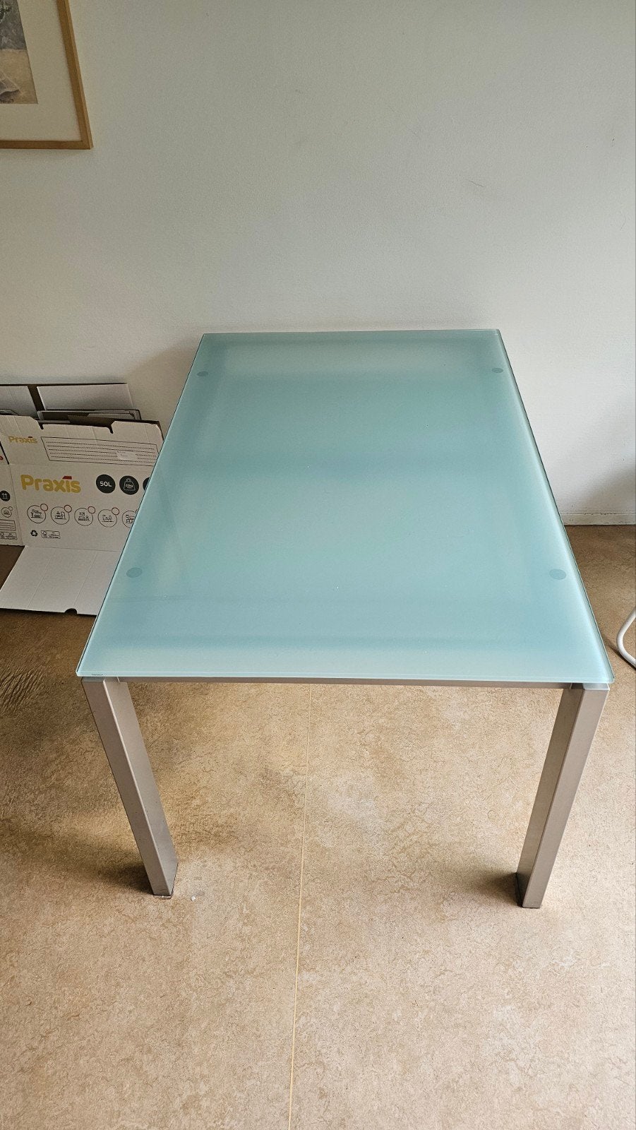 Calligaris Uitschuifbare Tafel - Geborsteld Aluminium/Glas, Huis en Inrichting, Tafels | Eettafels, Ophalen, Gebruikt, Modern Italiaans