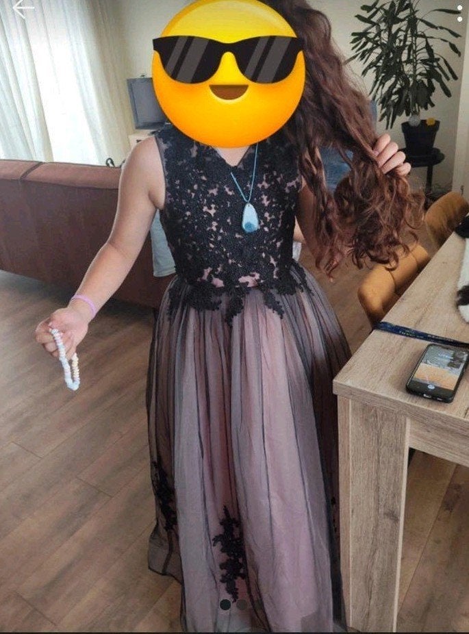 Gala / Feestjurk voor Meisjes - Zwart met Roze, Ophalen, Zo goed als nieuw, Onbekend, Meisje