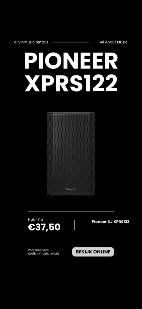 Te huur Pioneer XPRS122 geluidsset, Gebruikt, 120 watt of meer, Front, Rear of Stereo speakers, Ophalen