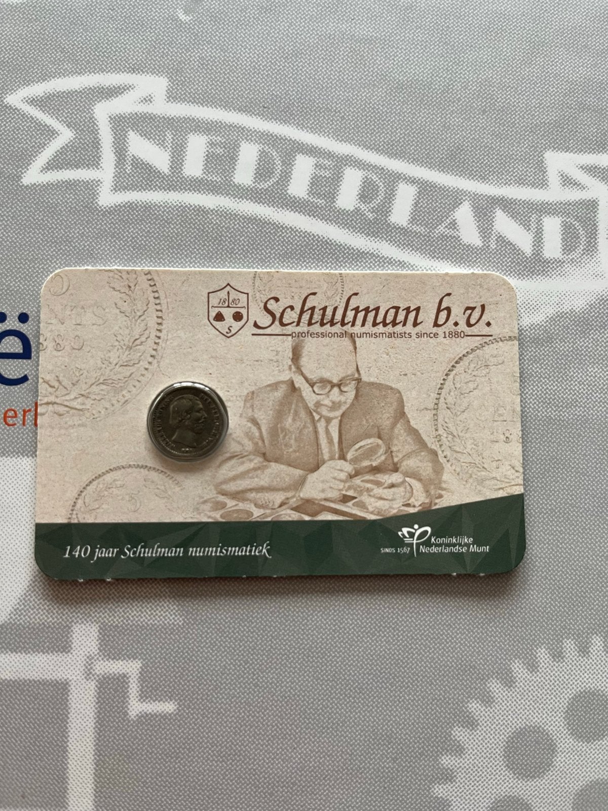 Zilveren 5 cent munt 1850 - 140 jaar Schulman numismatiek, Koning Willem III, Zilver, Ophalen of Verzenden, Losse munt