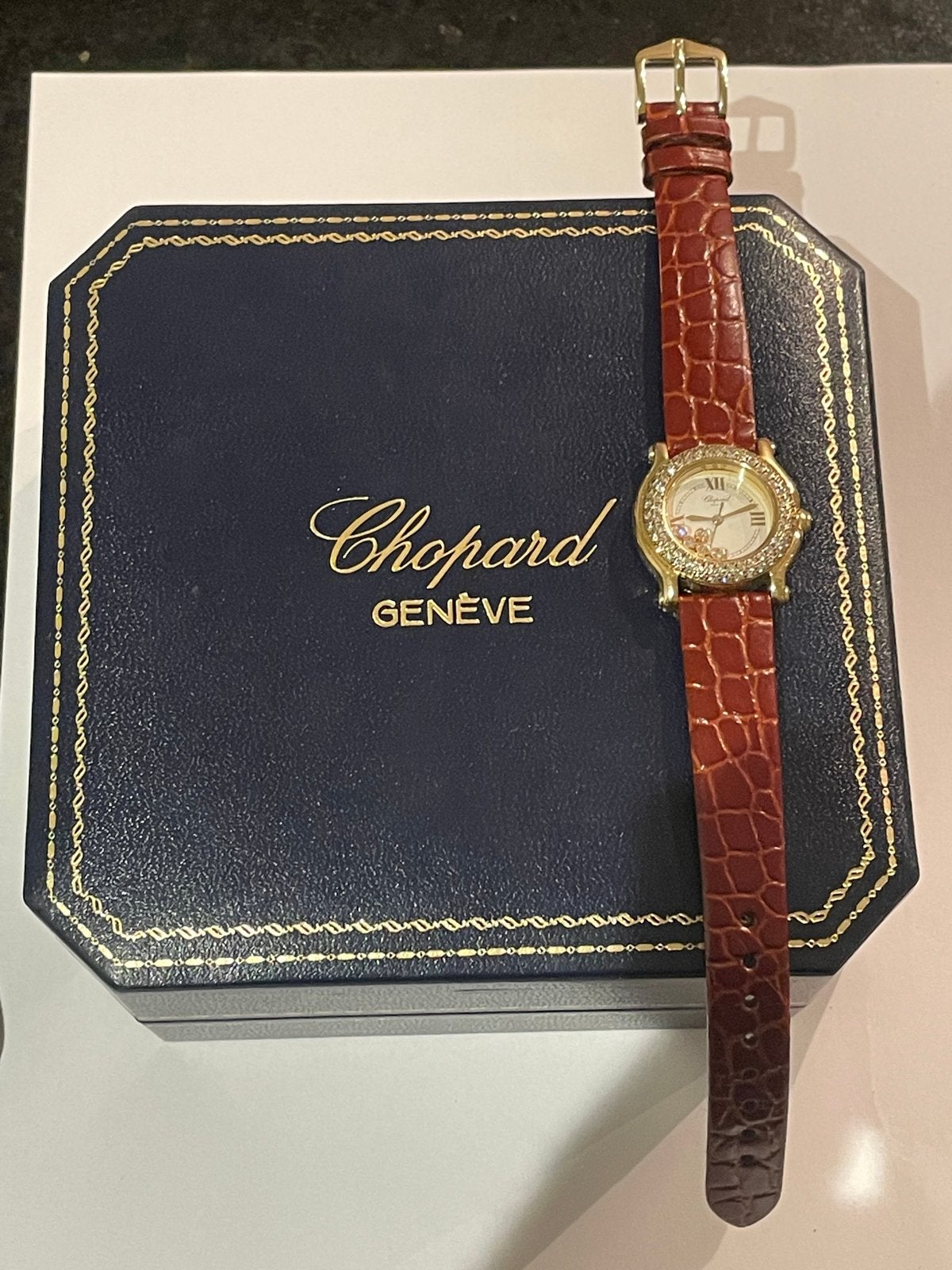 Chopard Happy Sport 18k Goud (Ref. 27/6151), Overige merken, Leer, Polshorloge, Ophalen of Verzenden
