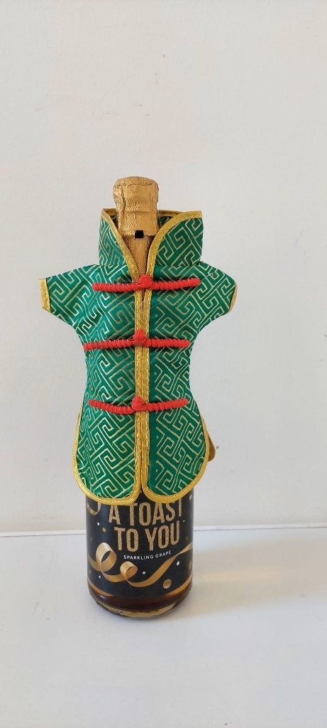 Chinese Qipao / Cheongsam wijn fles hoes – Groen, Ophalen of Verzenden, Zo goed als nieuw, Vol, Overige typen