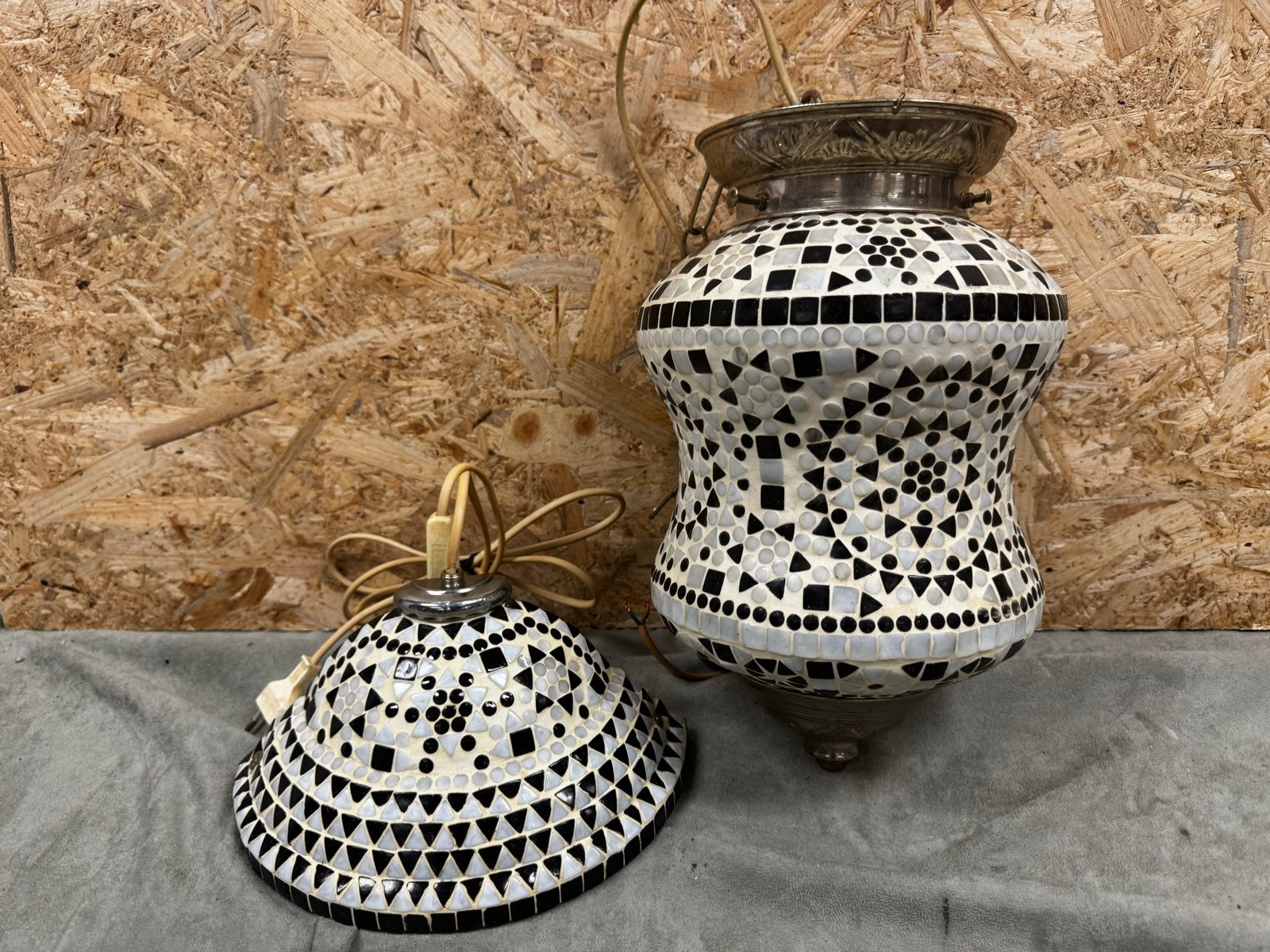 Set Oosterse Mozaïek Lampen – Zwart / Wit Glas - ReK4, Bohemian, Overige merken, Meerkleurig, Ophalen of Verzenden