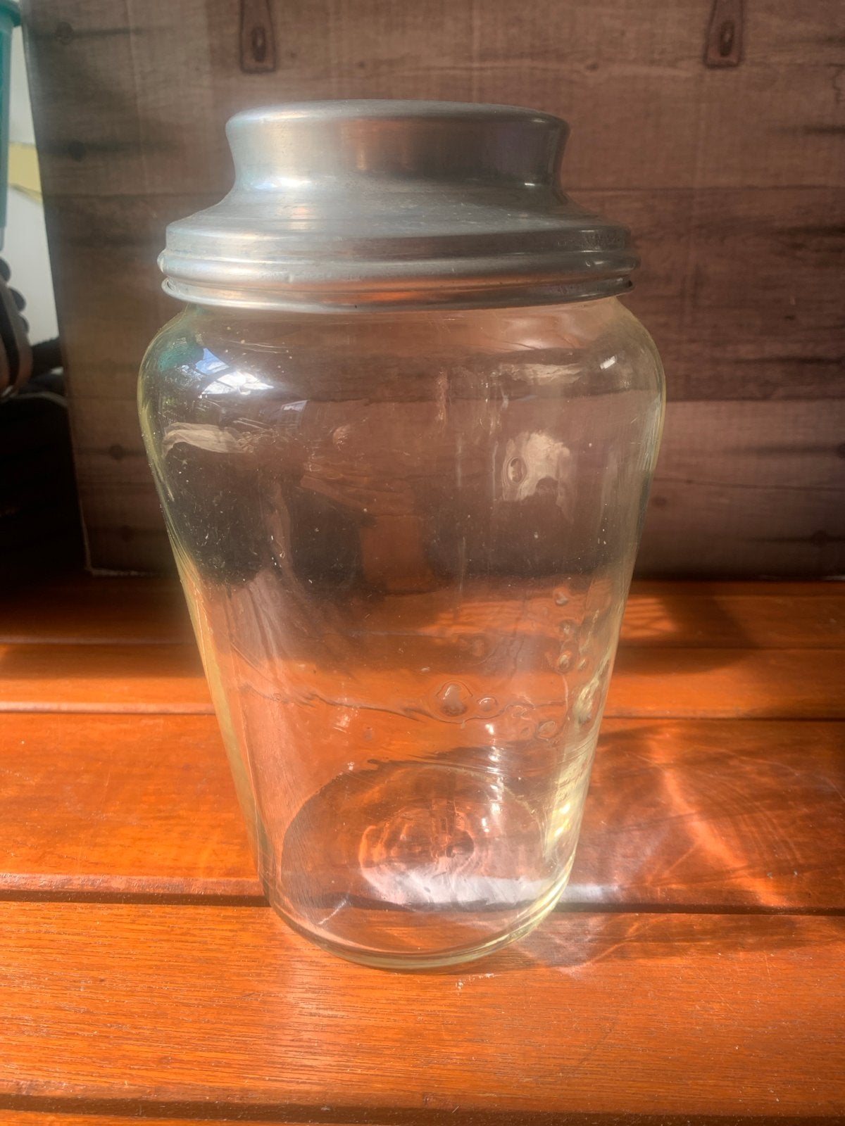 Vintage Glazen Pot met Deksel en Rubberen Rand - 22 cm, Ophalen of Verzenden